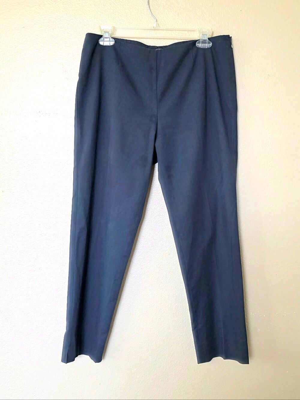 Lafayette 148 New York Womens 6 Navy Blue Side Zip Cropped Ankle Trouser Pants